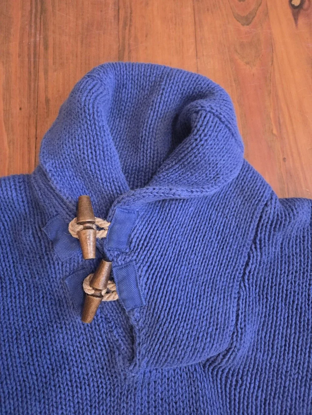 Polo Ralph Lauren Sweater Blue Shawl Collar Toggle Knit Linen Size L - Picture 2 of 8
